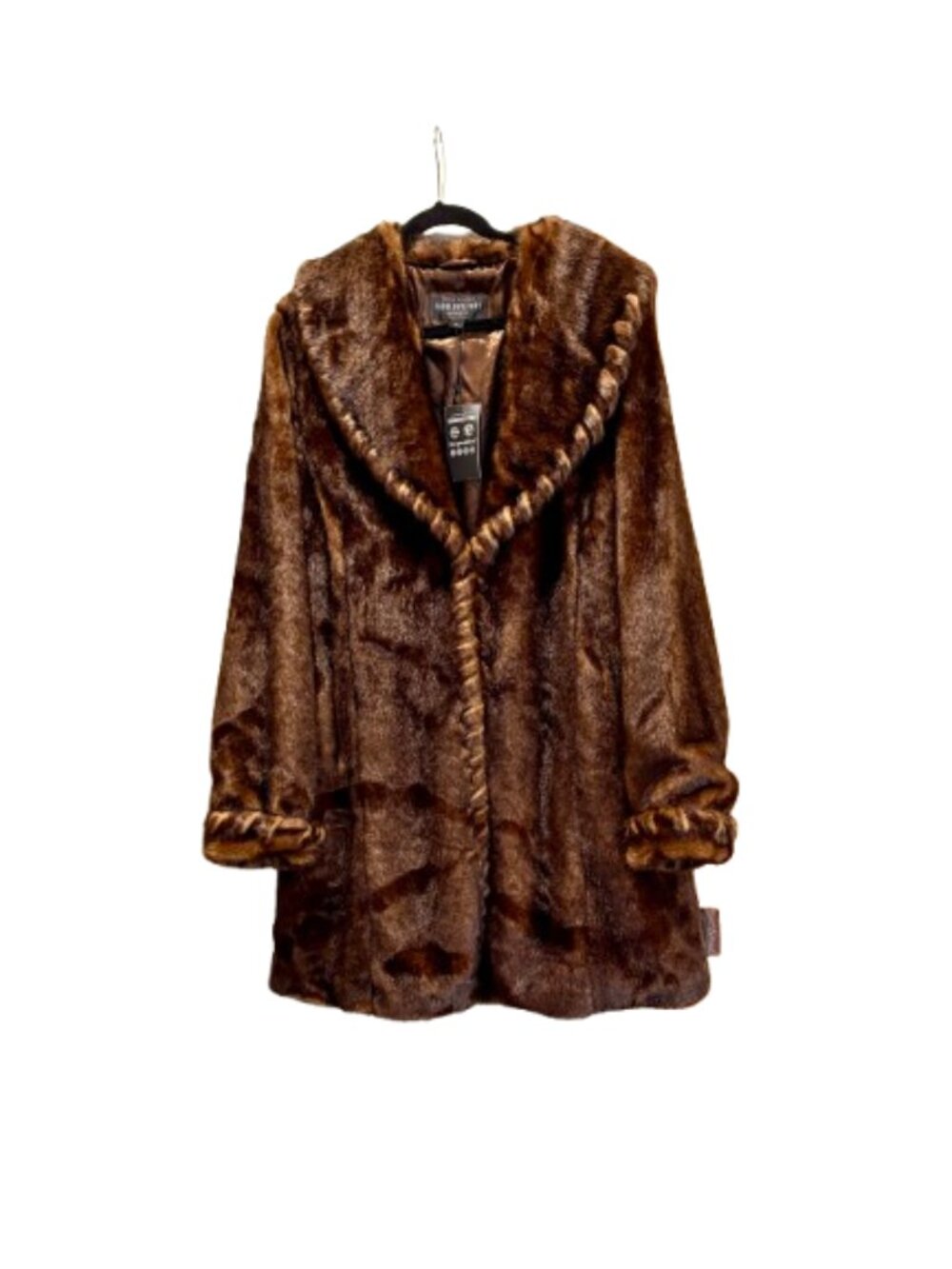 Donna Salyers' Fabulous-Furs Faux Mink Coat with Braided Trim - Size XL (NWT)